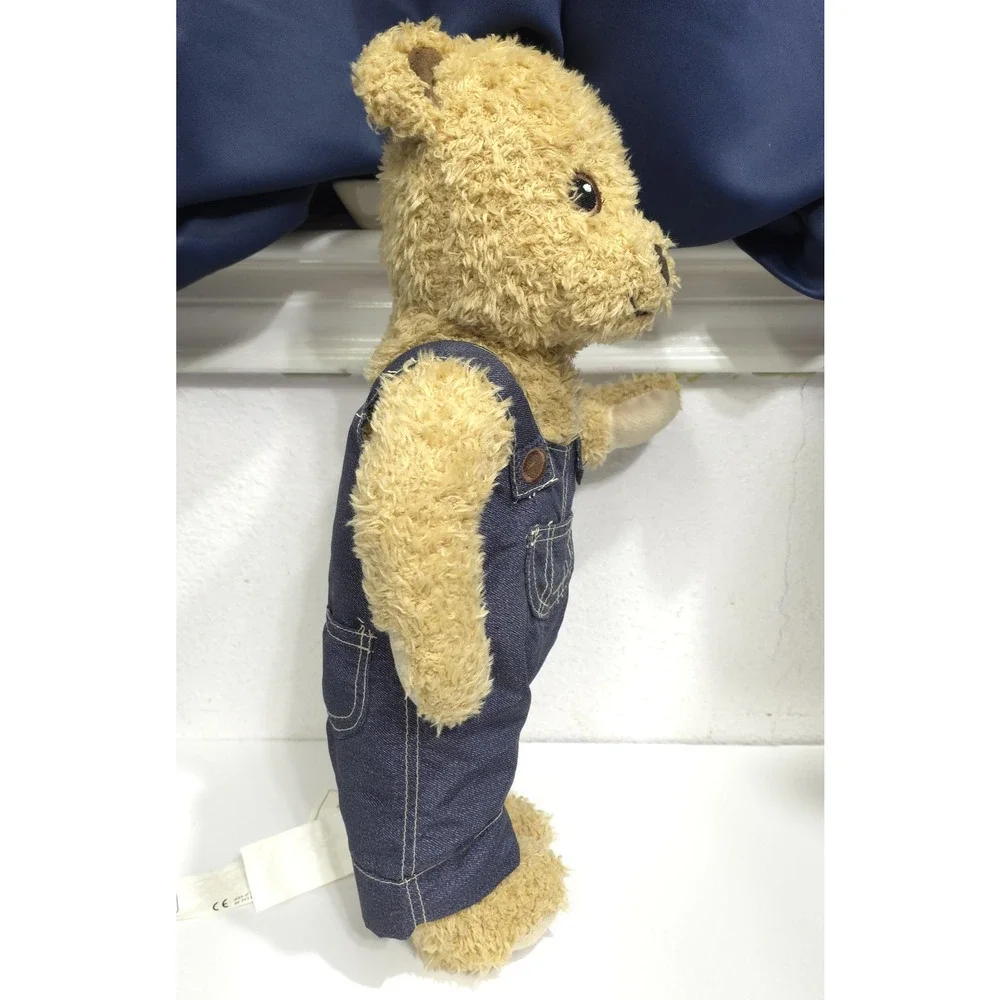 IKEA BRUMMA‎ Teddy Bear Jointed Cuddle Brown Plush in Blue Denim Overalls